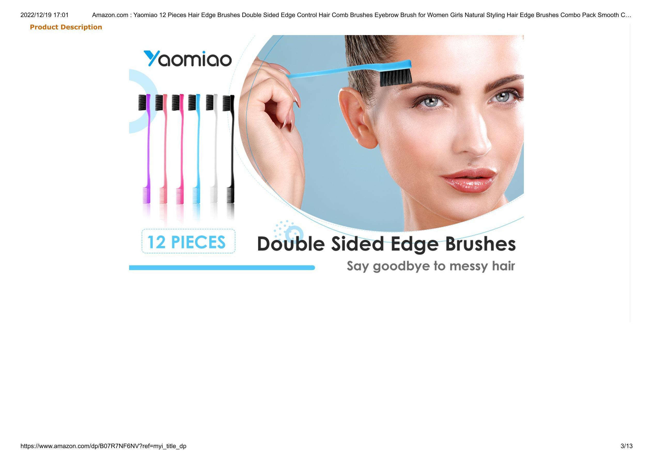 Yaomiao 12 Pieces Hair Edge Brushes Double Sided Edge Control Hair Comb  Brushes Eyebrow Brush for Women Girls Natural Styling Hair Edge Brushes  Combo