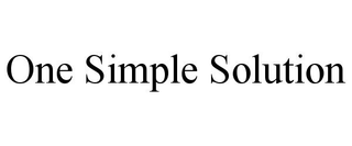 ONE SIMPLE SOLUTION