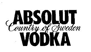 ABSOLUT COUNTRY OF SWEDEN VODKA