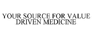 YOUR SOURCE FOR VALUE DRIVEN MEDICINE