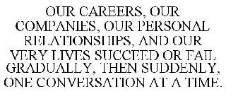 OUR CAREERS, OUR COMPANIES, OUR PERSONAL RELATIONSHIPS, AND OUR VERY LIVES SUCCEED OR FAIL GRADUALLY, THEN SUDDENLY, ONE CONVERSATION AT A TIME.