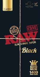 RAW NATURAL UNREFINED ROLLING PAPERS BLACK CONE AUTHENTIC PUREST NATURAL FIBERS UNREFINED CLASSIC THUMPER 100 & KNOCKBOX COMPATIBLE GUARANTEED 1400 PER BOX KING SIZE WWW.RAWTHENTIC.COM